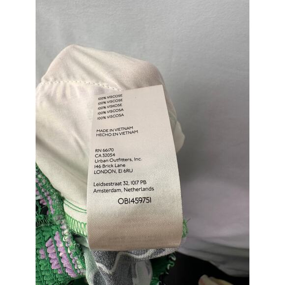 Maeve Anthropologie Saria Smocked Wide Leg Pants Floral White Green Beachy XS T - Picture 8 of 8